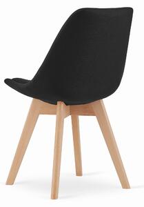 EMWOmeble Krzesło tapicerowane czarne NORI 3400 welur, nogi drewno / 4 sztuki