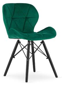 Krzesło Eliot butelkowa zieleń tapicerowane aksamitne czarne nogi