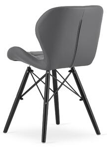 Szare krzesło LAGO wykonane z eko skóry z czarnymi nogami