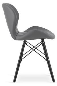 Szare krzesło LAGO wykonane z eko skóry z czarnymi nogami