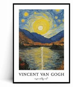 Plakat LETNI PEJZAŻ Z JEZIOREM Inspired by Van Gogh