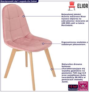 Różowe pikowane drewniane krzesło kuchenne - Oder
