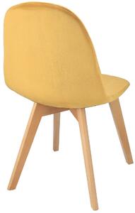 Musztardowe welurowe krzesło do jadalni - Oder