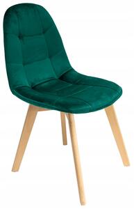 Zielone pikowane krzesło welurowe do stołu - Oder