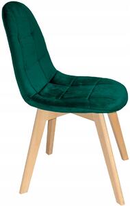 Zielone pikowane krzesło welurowe do stołu - Oder
