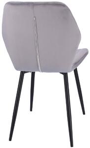 Szare welurowe krzesło metalowe do jadalni - Upio
