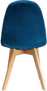 Granatowe drewniane krzesło welurowe do jadalni - Oder