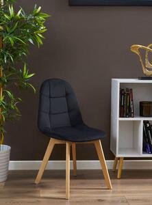 Czarne pikowane welurowe krzesło kuchenne - Oder