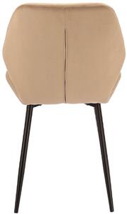 Beżowe aksamitne krzesło kuchenne welurowe - Upio