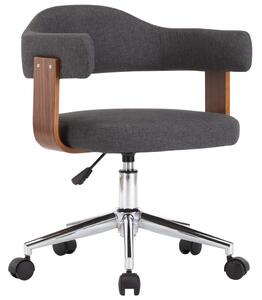 Obrotowe krzesło stołowe, szare, gięte drewno i tkanina