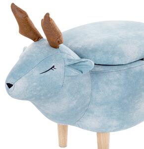 Pufa zwierzak renifer ze schowkiem drewniane nóżki jasnoniebieska Reindeer Beliani