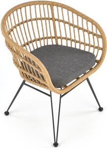 Krzesło z poduszką K456 na balkon z rattanu - naturalny