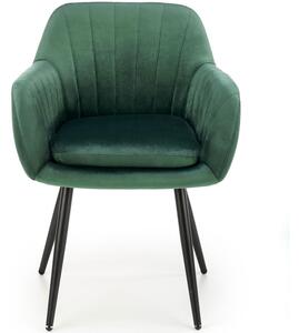 Krzesło K429 z podłokietnikami do salonu - ciemnozielony