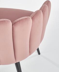 Stylowe krzesło welurowe do toaletki glamour K410 - pudrowy róż
