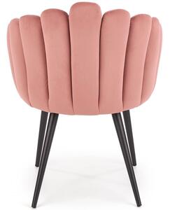 Stylowe krzesło welurowe do toaletki glamour K410 - pudrowy róż