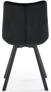 Pikowane welurowe krzesło K332 na czarnych nogach - czarny