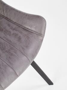 Tapicerowane krzesło z czarnymi nóżkami K279 eko skóra - szary