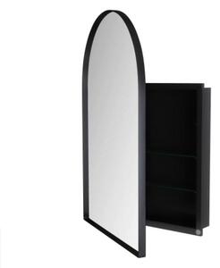 Zimilo Arched Szafka azienkowa z lustrem, lustro cienne z metalow ram, szafka do zabudowy, póki, schowek, powoka przeciwmgielna, do azienki i salonu, czarna