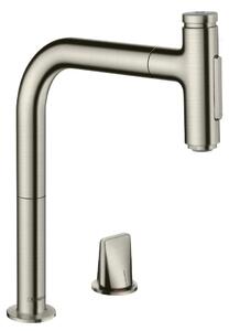 Hansgrohe M71 - Bateria zlewozmywakowa M7120-H200 z wyciąganym prysznicem, 2-otworowa, sBOX, wykończenie stal nierdzewna 73818800