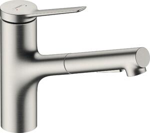 Hansgrohe Zesis M33 - Bateria zlewozmywakowa 150, z wyciąganym prysznicem, wykończenie stal nierdzewna 74800800