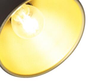 Kinkiet / Lampa scienna przemysłowy czarny ze złotym regulowanym - Liko Oswietlenie wewnetrzne