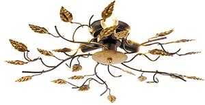 Vintage plafondlamp zwart met goud 50 cm 3-lichts - Foglie Oswietlenie wewnetrzne