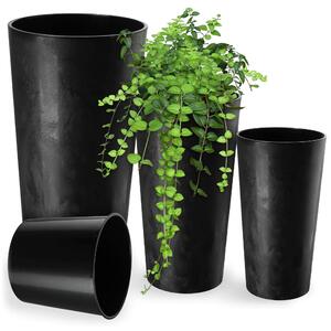 Donice na kwiaty Latina z wkładem czarny beton 19cm+25cm+30cm