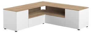 Biała szafka pod TV w dekorze dębu 130x46 cm Angle – TemaHome