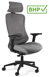 Ergonomiczne krzesło Adapta Grey z zagłówkiem, zgodne z normą BHP