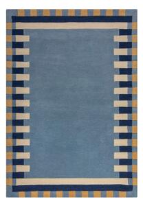 Niebieski wełniany dywan tkany ręcznie 120x170 cm Kai Wool Border – Flair Rugs