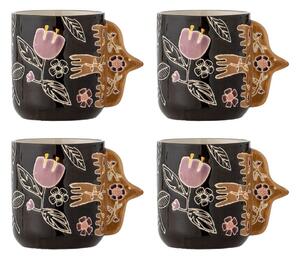 Ciemnobrązowe kamionkowe filiżanki zestaw 4 szt. do latte 325 ml Vivielle – Bloomingville