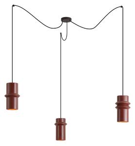 Retro Lampa Wisząca Czerwona z Czarnymi 3-punktami Światła - Monti