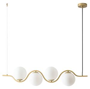 Lampa Wisząca Lucande, Isandro, ściemnialny, złoty | mosiężny, jadalnia, szkło, design