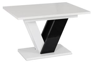 Stół Prostokątny Rozkładany CLARK 120-160 cm Czarny/Biały Połysk Glamour