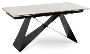 Stół Rozkładany Prostokątny VICTOR 160-240 cm Ceramiczny Biały Marmur/Czarny do Jadalni Nowoczesny Loft