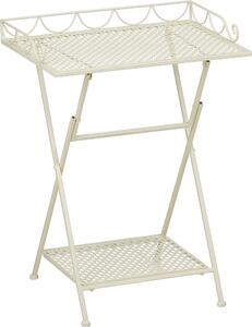 Mica Decorations Marseille Stolik balkonowy – póka na roliny – 50 x 38 x 68 cm – stolik pomocniczy – elazo odporne na warunki atmosferyczne – meble balkonowe – kolor zamanej bieli
