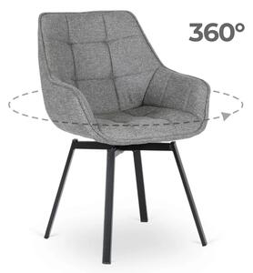 Krzesło Tapicerowane Obrotowe do Salonu LUNA 2 Szare Nowoczesne Loft