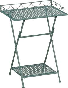 Mica Decorations Marseille Stolik balkonowy – póka na roliny – 50 x 38 x 68 cm – stolik pomocniczy – elazo odporne na warunki atmosferyczne – meble balkonowe – zielony