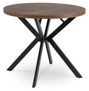 Stół Okrągły Rozkładany LUGO 90-190 cm Dąb Rustykalny/Czarny Loft
