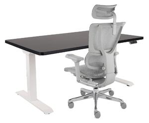 Zestaw: Fotel biurowy Ioo 2 + Biurko regulowane Alto 101 White białe