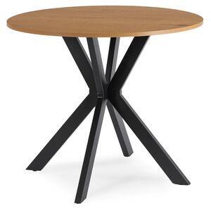 Stół Okrągły LAUREN 80 cm Dąb Złoty/Czarny Loft Nowoczesny