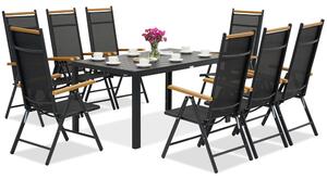 Meble ogrodowe aluminiowe polywood Verona Wood dla 8 osób Garden Point czarne
