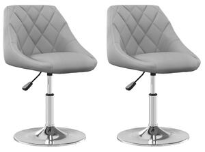 Obrotowe krzesła stołowe, 2 szt., jasnoszare, aksamitne