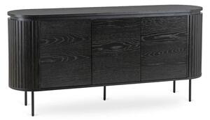 Komoda do Salonu BECK 160 cm Czarna Trzydrzwiowa Ryflowana Nowoczesna