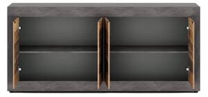 Komoda Czterodrzwiowa BLAGO 180 cm Ciemny Dąb/Czarny Loft