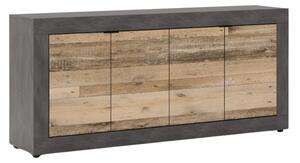 Komoda Czterodrzwiowa BLAGO 180 cm Surowy Dąb/Czarny Loft