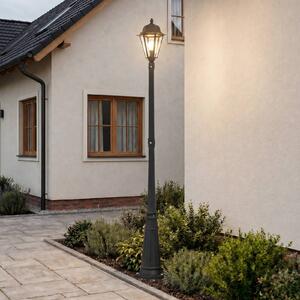 Lampa zewnętrzna Lindby Edana, 211 cm, antracyt, E27, IP44 Edana, czarny, aluminium, nowoczesny