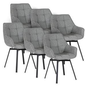 Zestaw 6x Krzesło Tapicerowane Obrotowe do Salonu LUNA 2 Szare Nowoczesne Loft