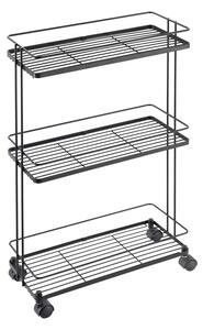 Stalowy regał na kółkach w kolorze matowej czerni 38x62x16 cm Lava – Metaltex