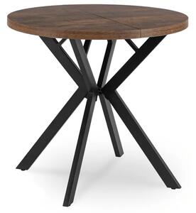 Stół Okrągły Rozkładany DORIAN 80-160 cm Dąb Rustykalny/Czarny Nowoczesny Loft